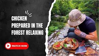 Cooking in the Woods  Chicken Prepared in the Forest Relaxing