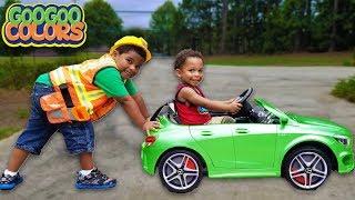 MY CAR IS STUCK! Goo Goo Gaga pretend play tow with Power Wheels