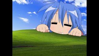 Konata mimicking the sounds of Windows XP