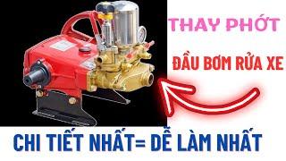 Thay bộ phớt đầu bơm rửa xe chạy dây curoa - Đầu xịt cao áp dễ làm nhất