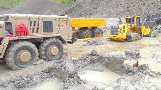 BIGGEST RC CONSTRUCTION SITE! HEAVY RAIN DAY! MAZ 537 RESCUE THE VOLVO L250GS