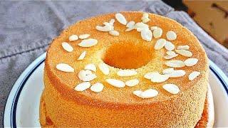 Caramel Almond Chiffon Cake || 17 cm Almond caramel chiffon cake