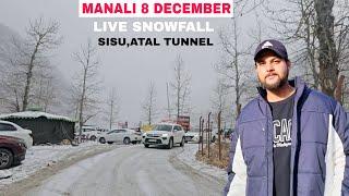 Manali today live snowfall sisu atal tunnel 8 DECEMBER 2024