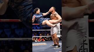 Aunt Kung Fu knocked out the tough guy who was mocking her with one move #kungfu #boxing #fight #ai