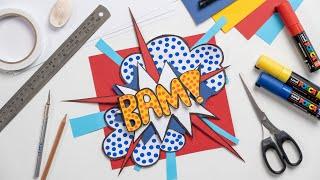 How to make a Pop Art Inspired Comic Book Onomatopoeia | Paper Collage | Zart Art