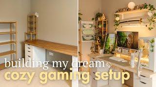 Building my dream cozy gaming setup | Setup tour, DIY affordable monitor stand & cable management