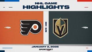 NHL Highlights | Flyers vs. Golden Knights - January 2, 2025