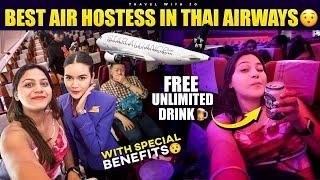 China to India via THAI Airways  with Free Unlimited Drink  in ️ Shanghai to Delhi Full Journey