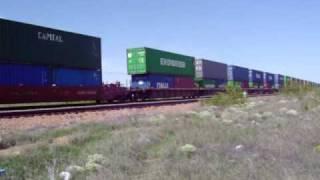 130-car container train entering Monahans, Texas