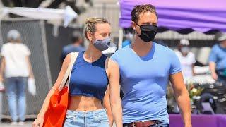 Brie Larson and her boyfriend Elijah Allan-Blitz stop by a local farmer's market in Malibu