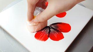 (721) Beautiful red flowers | with water drop puff | Easy Painting for beginners | Designer Gemma77