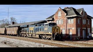 Coal Train Pushed By Rebuilt DPU Locomotive Passing Abandoned Train Station, Will It Be Saved Or Not