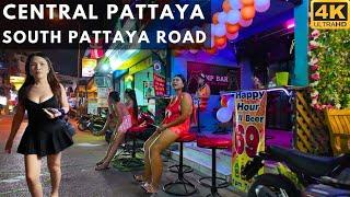 Walk along Central Pattaya, South Pattaya road, Buakhao. Thailand today 2024