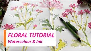 Expressive Ink & Watercolor Chrysanthemum Tutorial