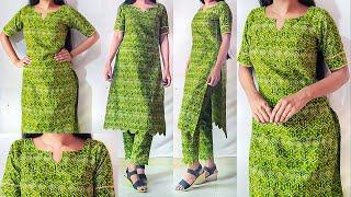 Summer special Cotton Kurti & Pant cutting stitching Step by step | Kurti cutting | trouser cutting