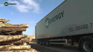 A large commercial wood chip delivery