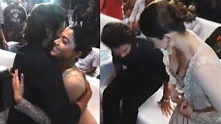 Allu Arjun Tight HUGS Rashmika Mandanna At Pushpa Telugu Press Meet | Filmylooks