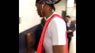 Russell Westbrook Trolls Kevin Durant With Photographer Vest Walking Into Arena