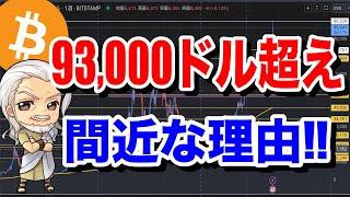 93,000ドル超え。間近な理由。ビットコイン/BTC