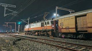 Dangerous High Speed Night Trains Actions: WAP-7+WAP-4 LHB & ICF Trains | Indian Railways