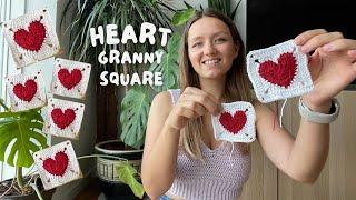 ️ CROCHET GRANNY HEART SQUARE | step-by-step easy beginner tutorial ️