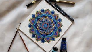 How To Draw Mandala Step By Step || Mandala on Canvas || Dot Mandala art || Mandala painting