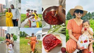 Athai Wearing Churidar For the First Time | A Visit to a Strawberry Farm | Strawberry Jam Recipe