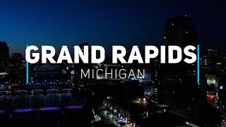 Grand Rapids by night, Michigan | 4K drone video