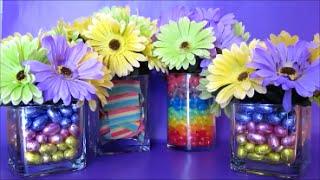 Flower Vases Centerpiece Arrangements filled with Chocolates & Candy | DIY Easter & Holiday Craft