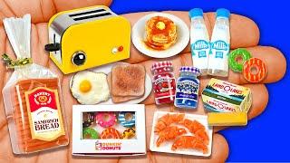 16 DIY Miniature Bread Smuckers Jam Butter Toaster Egg Dunkin Donuts Croissants Milk Bottle Pancakes