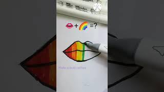 + =? || Lips rainbow colour || #Satisfyingart #creativeart