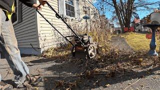 Destroying/Mowing Dead Plants Before the Snow Hits! Vintage Craftsman String Trimmer Still Going!