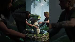 The snake is leaving the forest because the cat and humans are disturbing it  #snake #ai