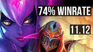 EVELYNN vs ZED (JUNGLE) | Rank 1 Eve, Rank 5, 13/1/7, 74% winrate | TR Challenger | v11.12