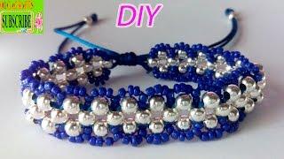 How to make bracelets with beads and string or thread tutorial diy chaquira beads and satin rattail