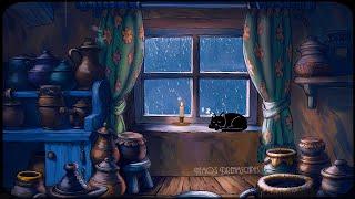 A stormy night w/ vintage oldies playing in another room (rain, windstorm & thunder) 11 HOURS ASMR