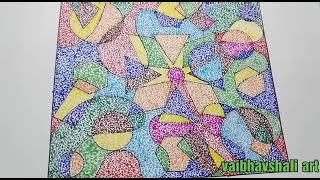 Stippling art,geometrical design in colour stippling for elementary exam students.