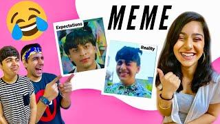 REACTING TO OUR MEMES WITH BROTHER & SISTER | Rimorav Vlogs