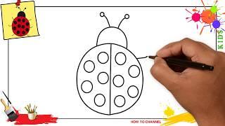 How to draw a ladybug EASY step by step for kids, beginners, children 2