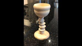 Woodturning a goblet with an offset turned stem