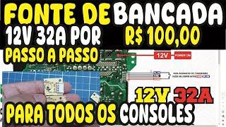 Fonte chaveada de bancada de baixo custo, com fonte de PS3 12v 32A