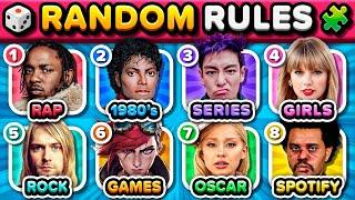 Save One Song: RANDOM Rules #3, Newer Challenging Rules, 6 Songs quiz | Music Quiz