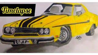 Timelapse - Drawing A 1970 Plymouth Roadrunner | AP Draws | #cardrawing