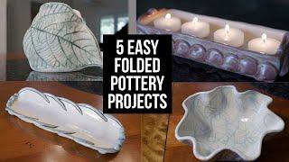 5 EASY Folded Pottery Projects!! FREE Spoon Rest TEMPLATE!