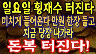 일요일 미치게 들어온다 만원 한장 들고 지금 당장 나가라! 오늘 이렇게 하면 대박 터진다!