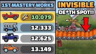 1ST MASTERY WORKS HERE!!  INVISIBLE SPOT IN COMMUNITY SHOWCASE - Hill Climb Racing 2