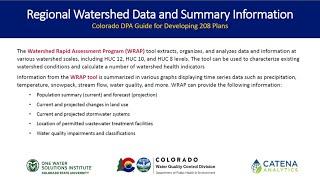 Regional Watershed Data and Summary Information (Colorado)