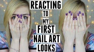 REACTING TO MY FIRST NAIL ART LOOKS | Spangley Nails