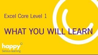 Excel Core Level 1 - What you will learn