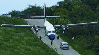 CRAZY downhill LANDINGS at St. Barth - Dangerous Airport